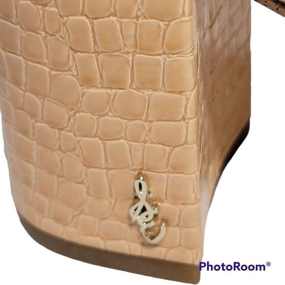 Sam Edelman Sandals Womens Sz 6 Daniella Open Toe Ankle Strap Heel Peach Croco - Picture 5 of 13